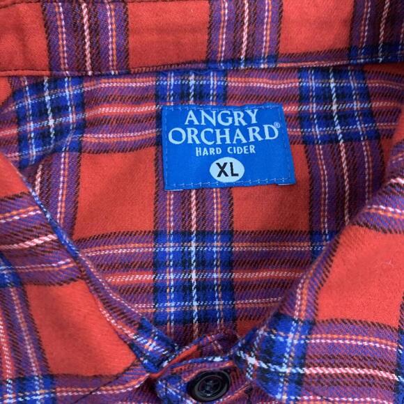 NWOT Angry Orchard Hard Cider Red Plaid Flannel Shirt Long Sleeve Men's Size XL​ - Picture 3 of 5